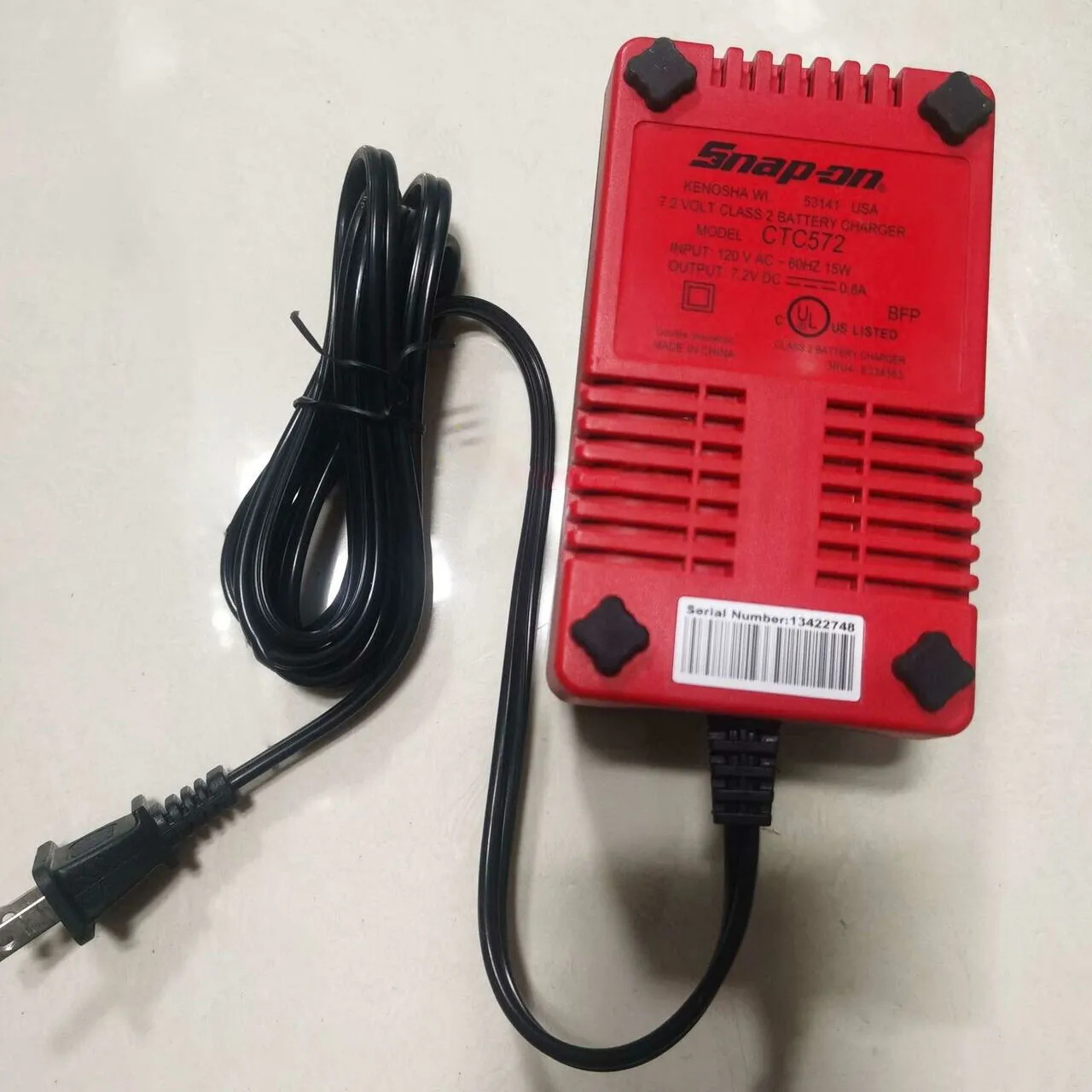 new  Battery Charger For Snap On CTC572 CTC-572 7.2V DC 0.8A 120V AC