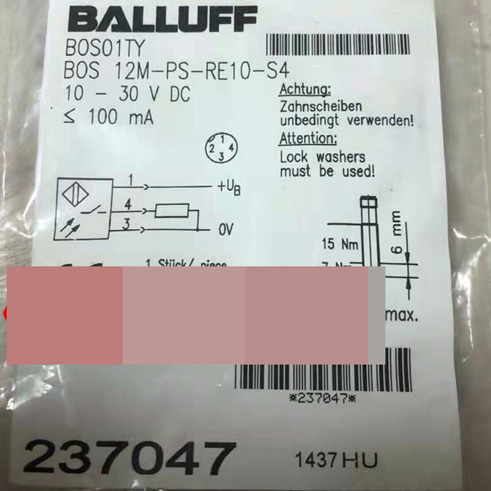 new ONE BALLUFF Sensor BOS 12M-PS-RE10-S4 BOS01TY - BALLUFF