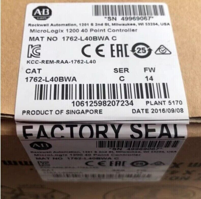 New Sealed AB 1762-L40BWA SER C MicroLogix 1200 40 Point Controller PLC Controller - SEALED AB