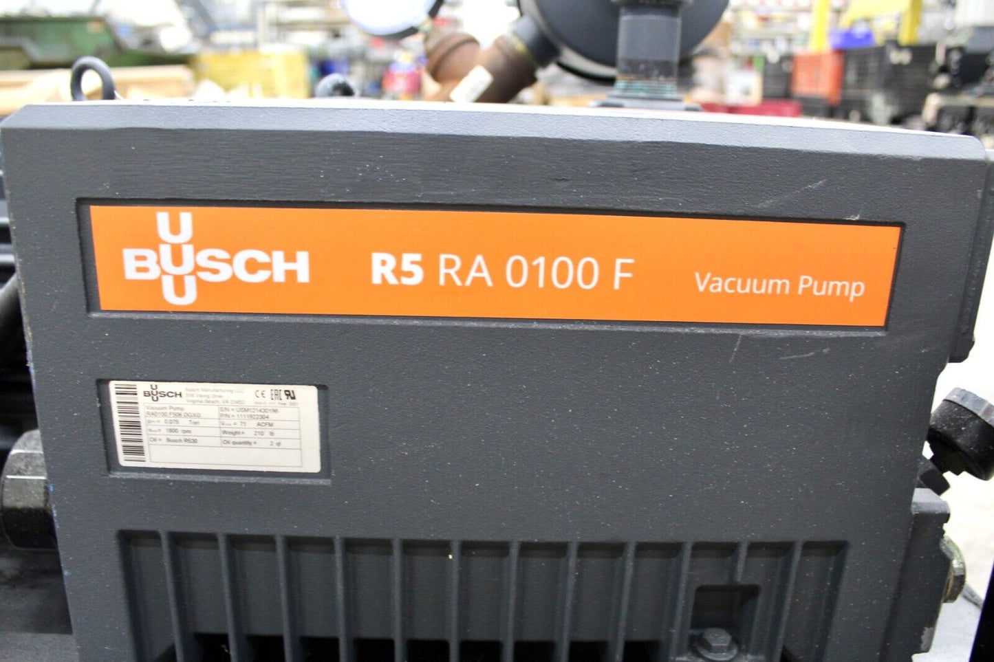 used Busch RA0100.F506.DGXG Rotary Vane Vacuum Pump R5 RA 0100 F - BUSCH