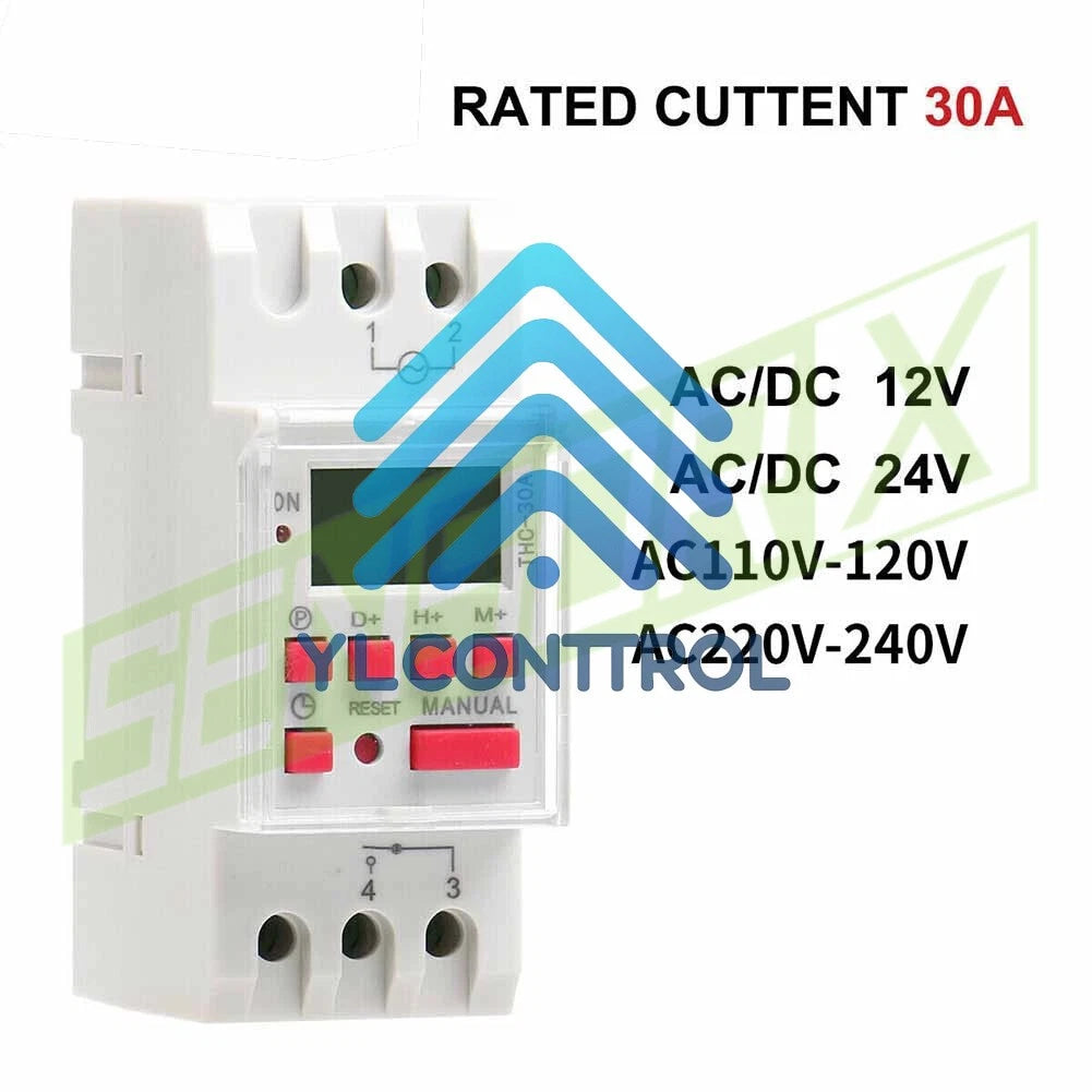30A AC/DC 12-240V 1XProgrammable Digital LCD Timer Weekly Time Electronic Switch