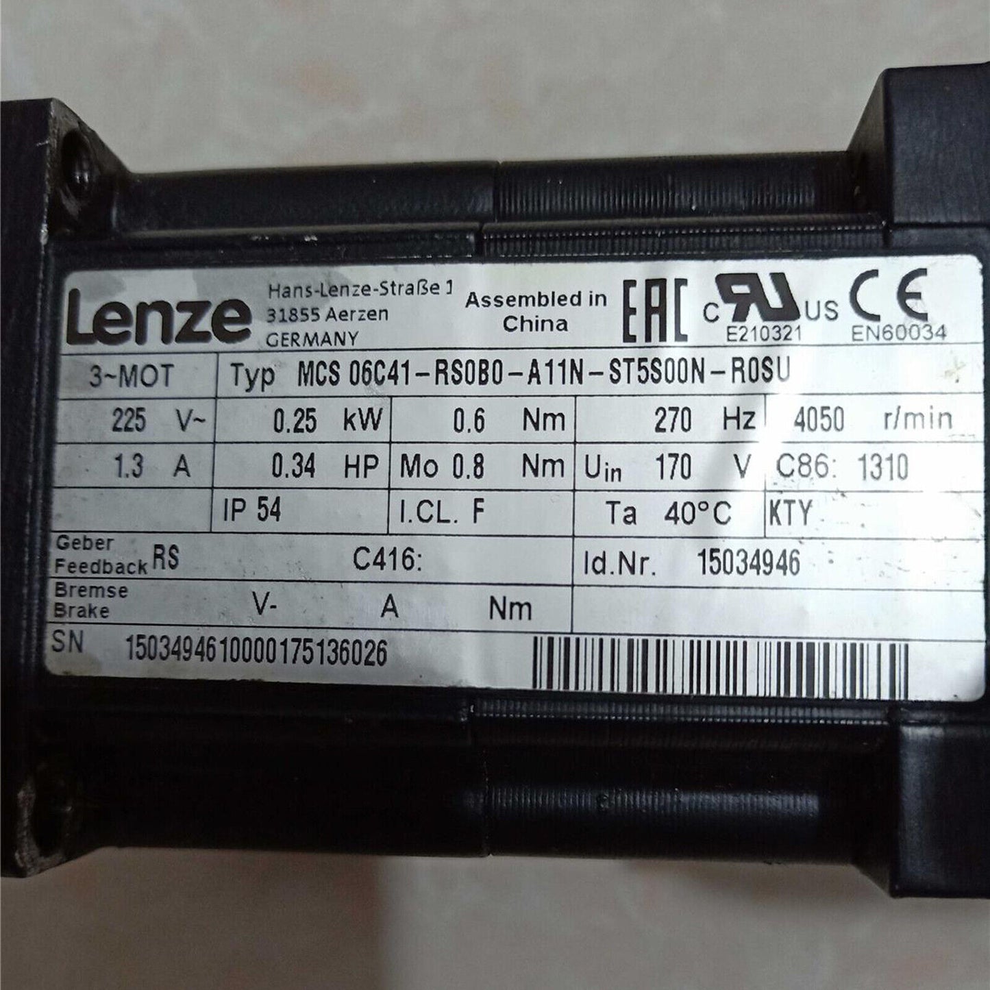 1PC For LENZE MCS 06C41-RS0B0-A11N-ST5S00N-R0SU Servo Motor#QW