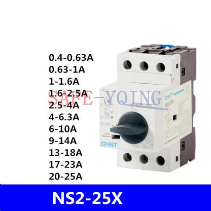 1PCS CHNT motor starter knob type NS2-25X overload short circuit protection