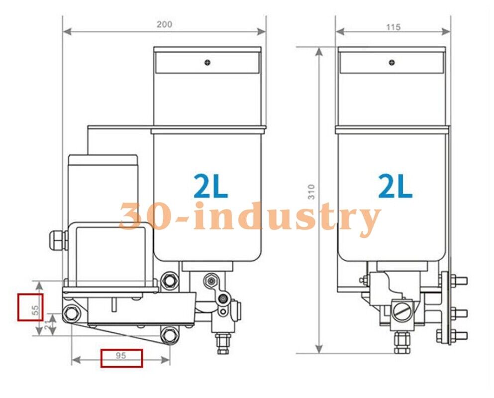 0.8L/2.0L Automatic Grease Pump - CNC 15W 24V/240V Lubricator - KOEED