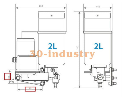 0.8L/2.0L Automatic Grease Pump - CNC 15W 24V/240V Lubricator - KOEED
