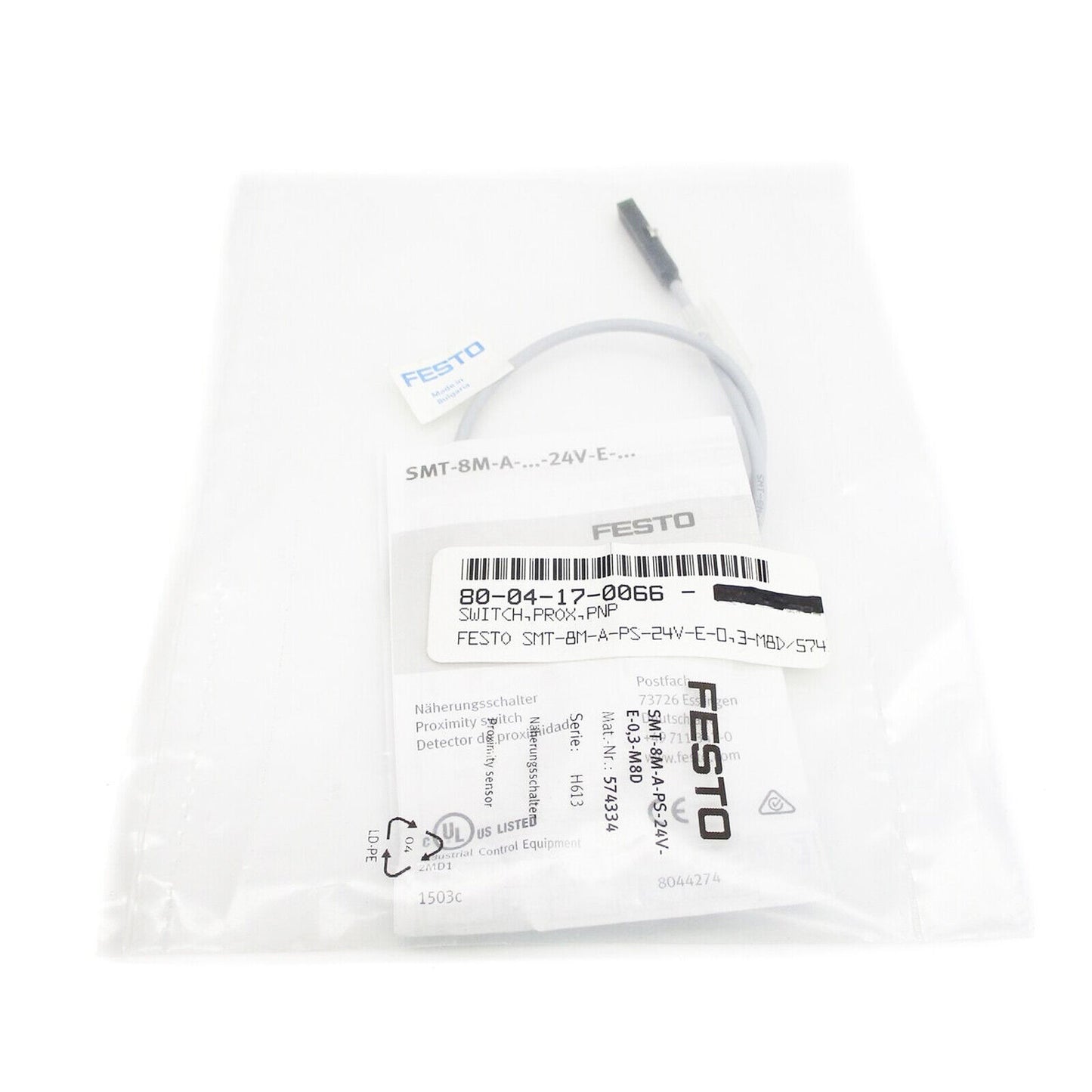 new FESTO SMT-8M-A-PS-24V-E-0,3-M8D 574334 Proximity Sensor - FESTO
