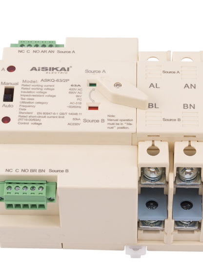 1PC dual power switch PC level ASKQ1-63A/2P/3P/4P ATS switch on