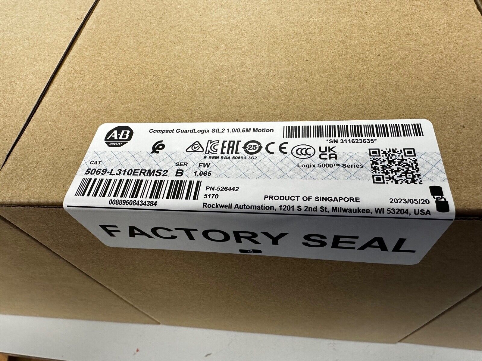 Brand New CompactLogix 5380 Controller, B Series, 5069-L310ERMS2 Series - COMPACTLOGIX