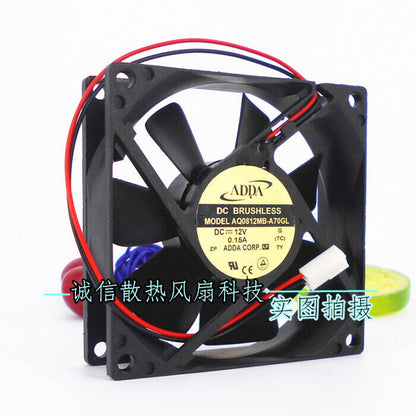 12V 80x80x25mm 0.15A 8cm Silent Cooling Fan - ADDA AQ0812MB-A70GL - ADDA