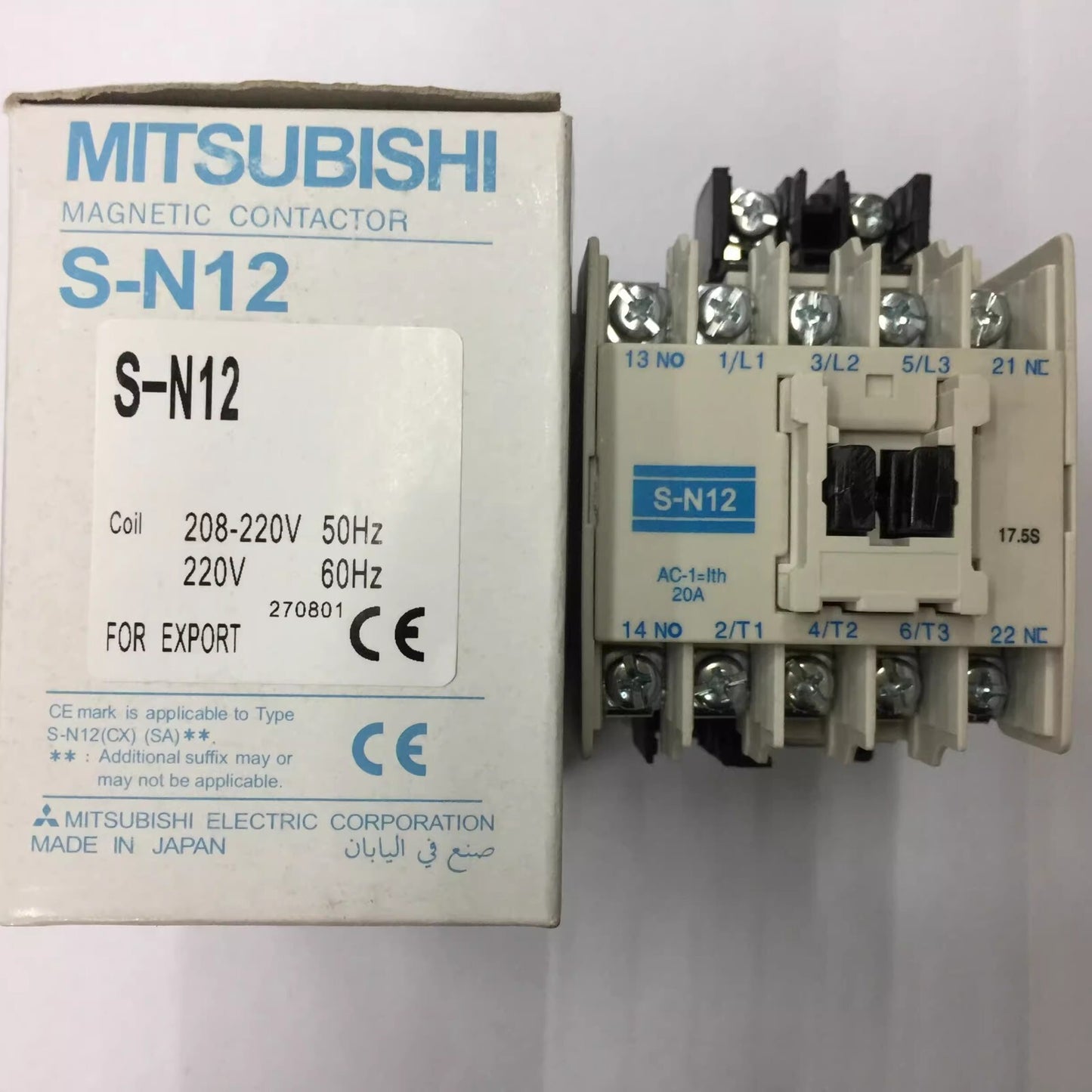 1PCS for Mitsubishi S-N12 AC220V 3-Pole AC Contactor