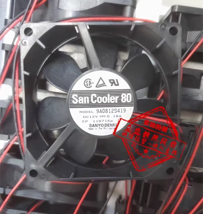 Sanyo 9A0812S419 DC12V 0.18A 80*80*25MM 2-Wire Inverter Cooling Fan
