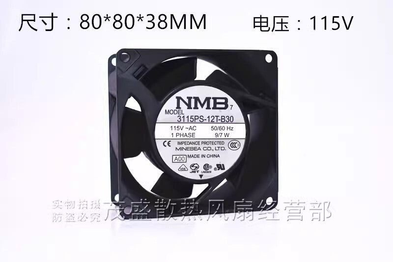 NMB 3115PS-12T-B30 8038 AC115V 9W/7W 8CM Aluminum Frame Cooling Fan