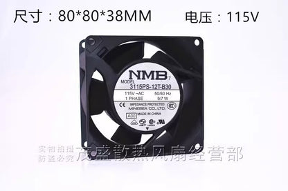 NMB 3115PS-12T-B30 8038 AC115V 9W/7W 8CM Aluminum Frame Cooling Fan