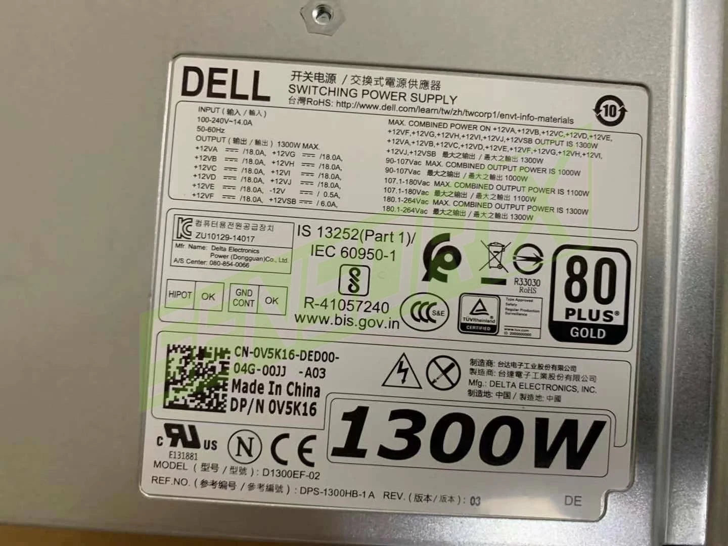 For Dell Precision T7910 redundant workstation 1300W T31JM V5K16 Power Supply~