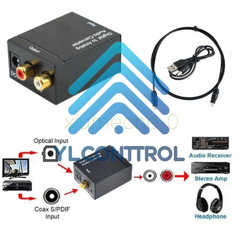 Optical Coaxial Toslink Digital to Analog Audio Converter Adapter RCA L/R 3.5mm