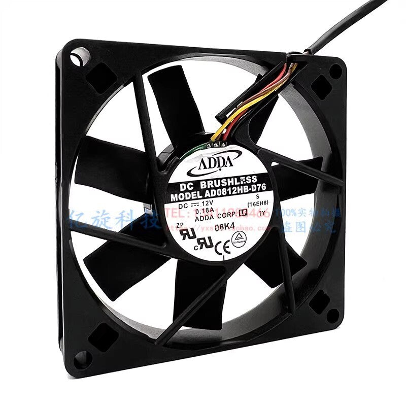 ADDA AD0812HB-D76 8015 DC12V 0.18A 8CM 4-Wire PWM Temperature Control Cooling Fa