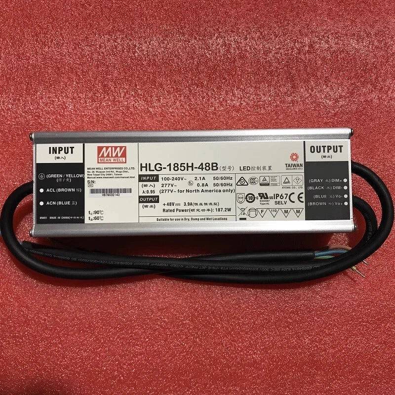 Meanwell HLG-185H-54B 54V 3.45A Waterproof LED Power Supply