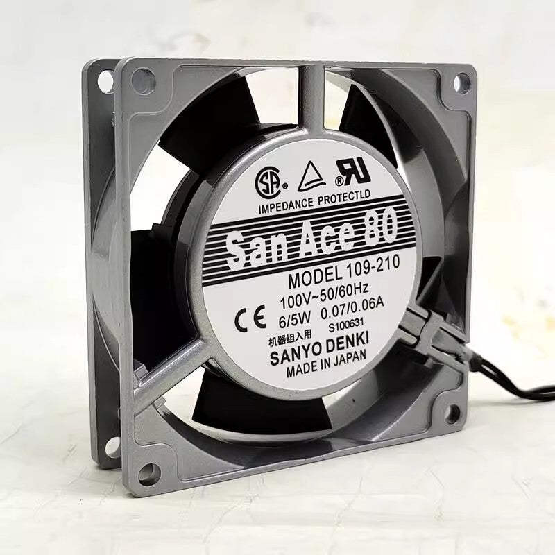 Sanyo 109-210 100V 0.07A/0.06A 6/5W 8025 8CM Metal Frame Cooling Fan