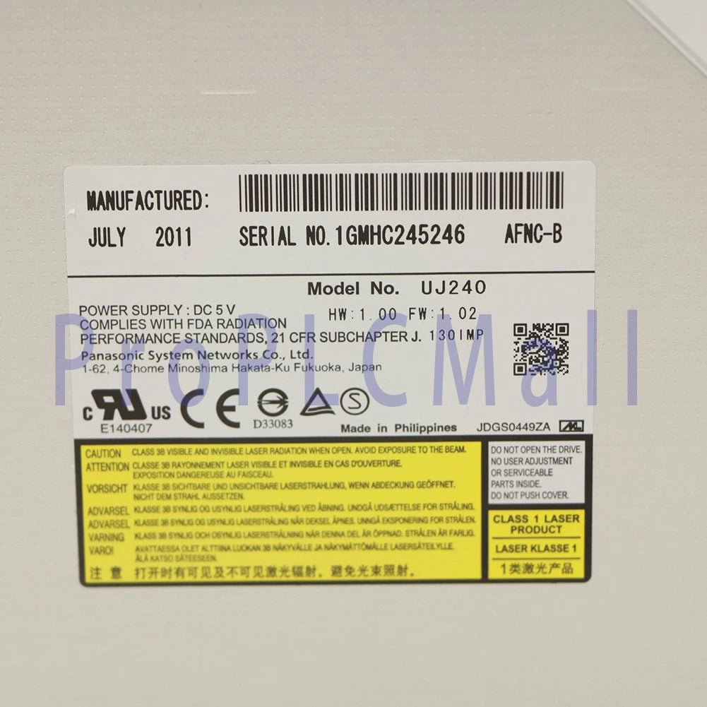 1PCS Panasonic UJ-240 6X 3D Blu-ray Burner Writer BD-RE Slim SATA Drive
