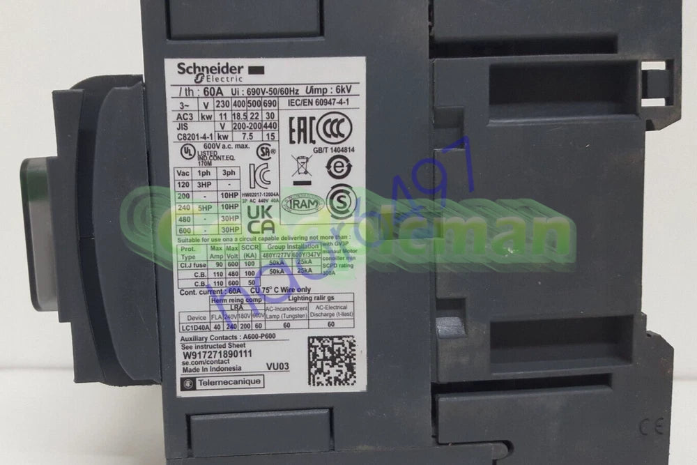TESYS LC1D40A MAGNETIC CONTACTOR 3 POLE 220V 50/60HZ