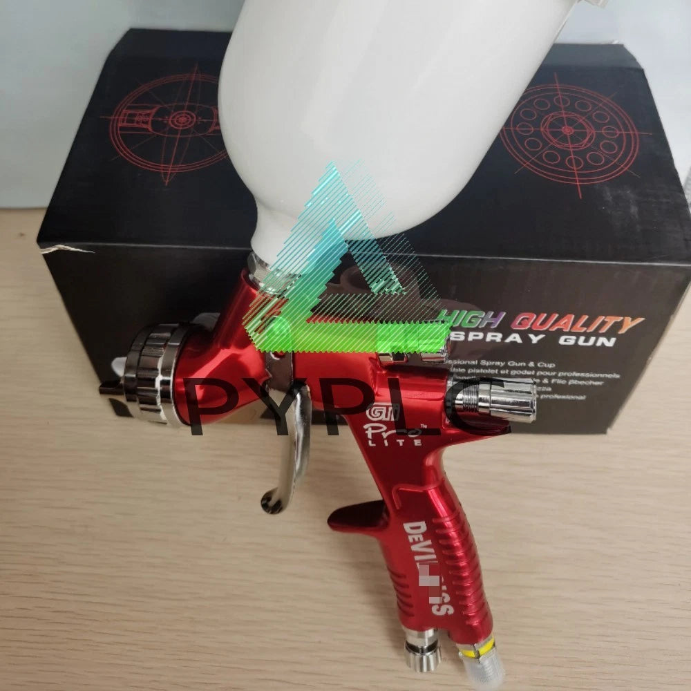 Red Spray Gun GTI PRO LITE 1.3mm Nozzle LVMP 600ml cup for Devilbiss