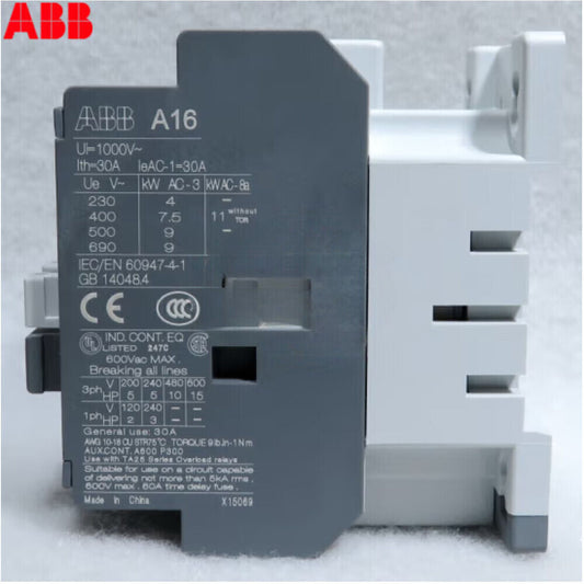 ABB AC Contactor A16-30-10 A16-30-01 Coil Voltages 24V 48V 110V 220V 380V 16AMP