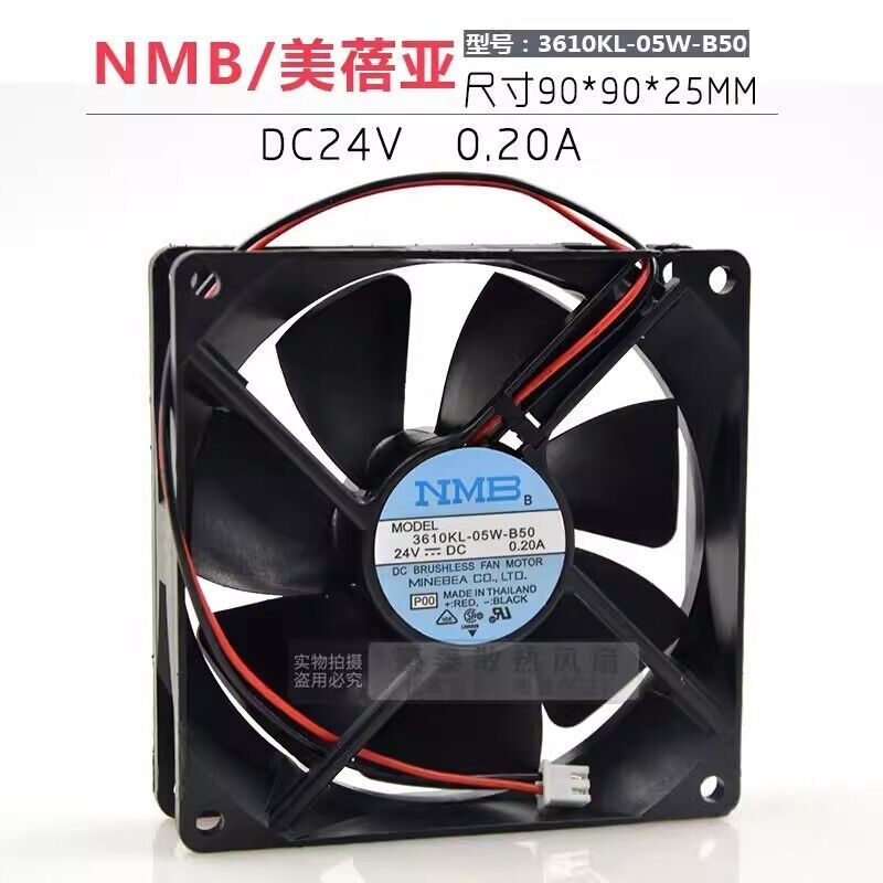 new NMB 3610KL-05W-B50 DC24V 0.20A 90*90*25MM 2-pin Inverter Cooling Fan