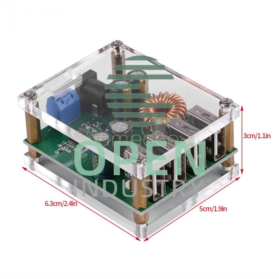 DC-DC 7V-60V to 5V 5A 4 USB Output Buck Converter Step down Power Supply +Case M