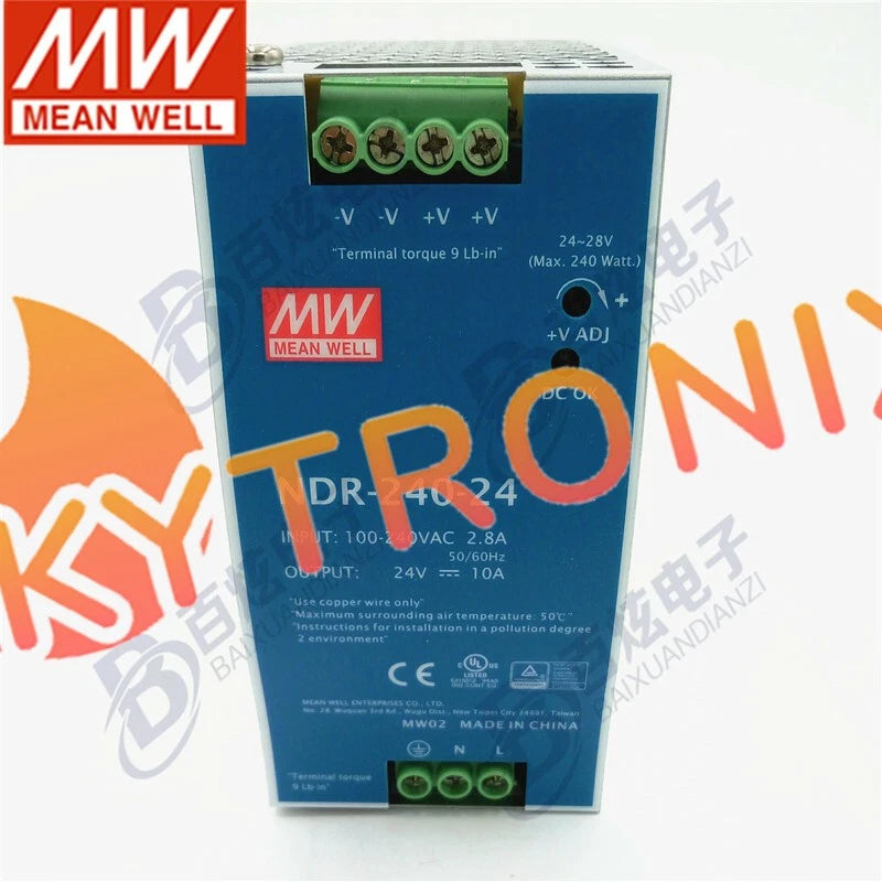 1Pcs MEAN WELL NDR-240-24 AC220V to DC 24V 10A rail switch power supply