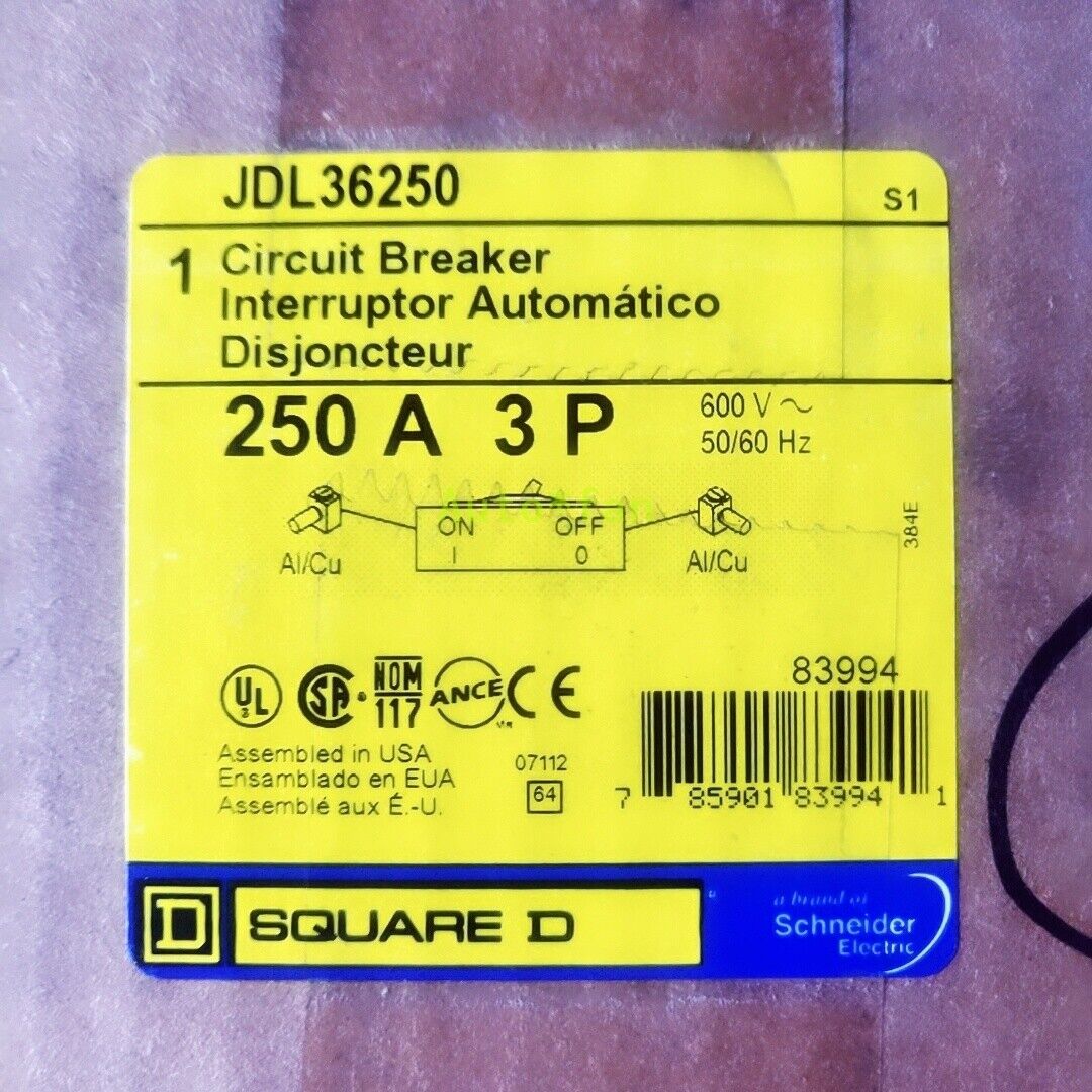 JD250 AL250JD JDL36250 3P 250A Circuit Breaker - JDL
