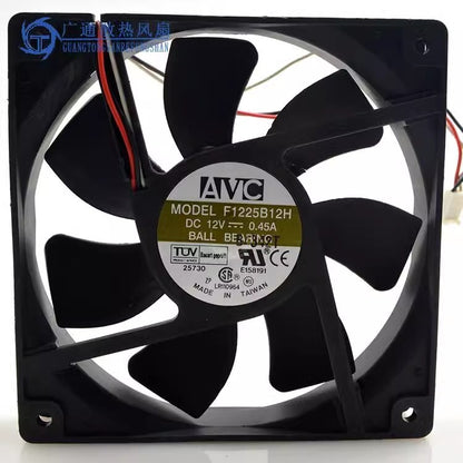 AVC F1225B12H 12025 DC12V 0.45A 12CM 3-Pin Dual Ball Cooling Fan