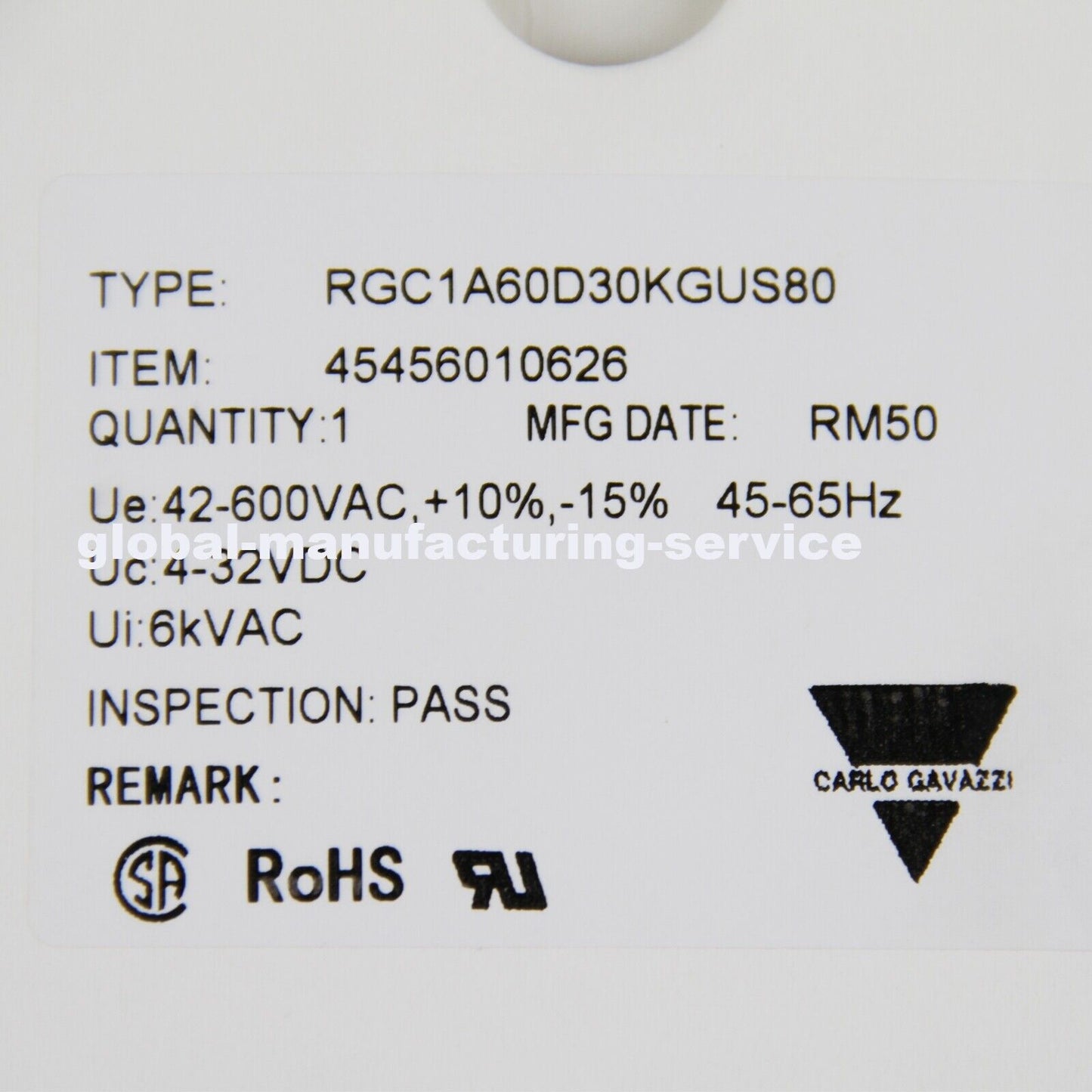 CARLO GAVAZZI Solid State Relay RGC1A60D30KGUS80 - CARLO GAVAZZI