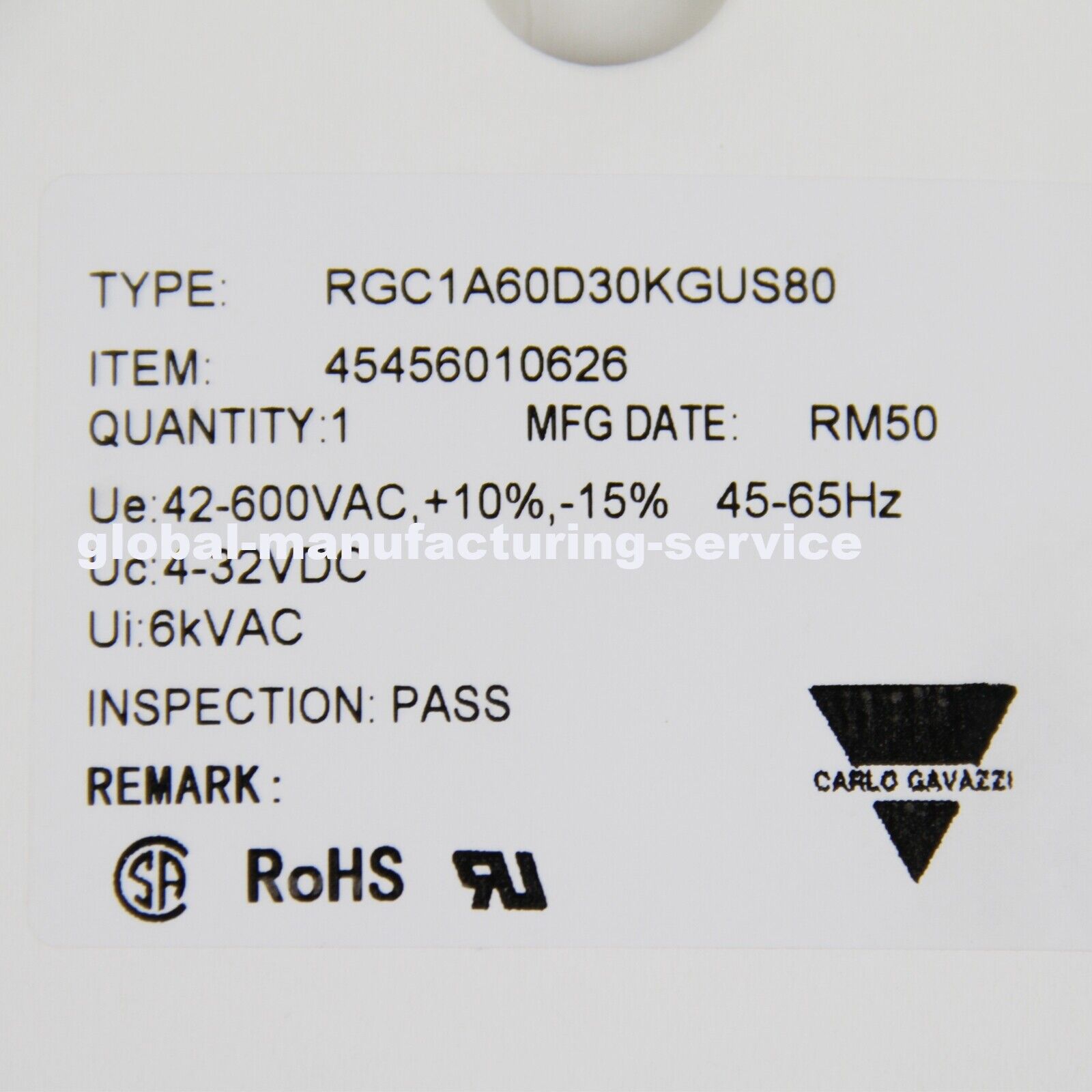 CARLO GAVAZZI Solid State Relay RGC1A60D30KGUS80 - CARLO GAVAZZI