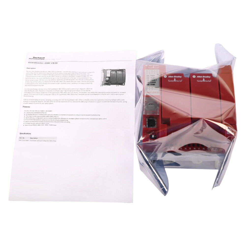 440C-CR30-22BBB Safety Relay with 4 Safety Out 12 Safety In Programable Safety Relay AB NIB - BRAND NAME