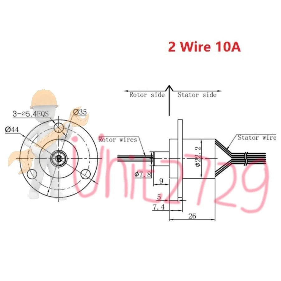 2-24 Wires2A-30A MW1230 High Current Conductive Slip Ring Electric Rotary Joint