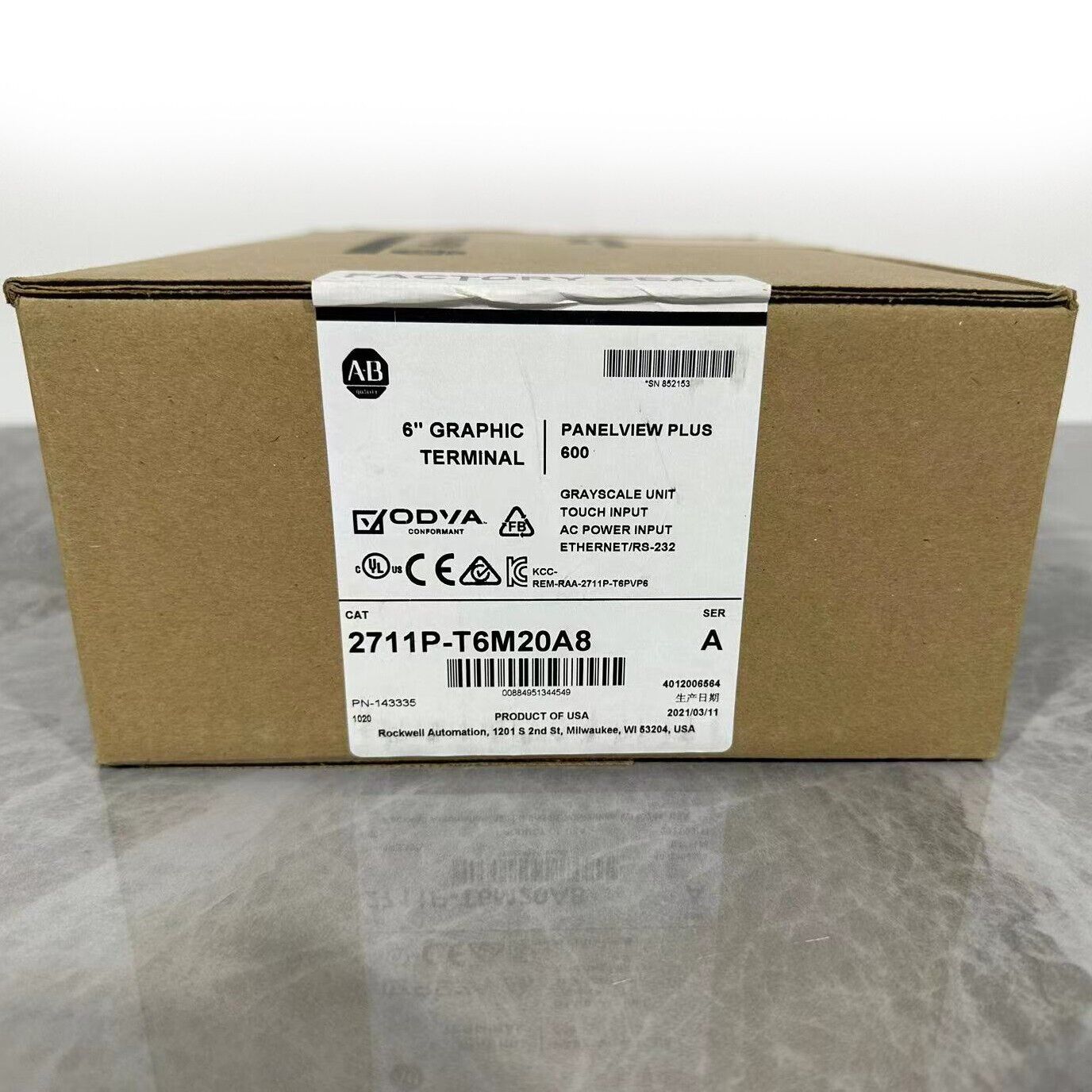 ONE Original AB Panelview Plus 6-inch Touch Screen 2711P-T6M20A8 SER A - ONE NEW ORIGINAL