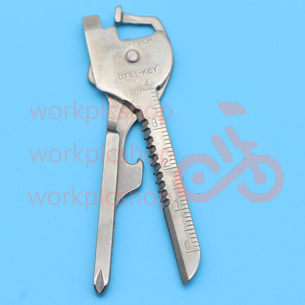 10P 6-in-1 Utili Key Tool Keyring Keychain Gadgets Multifunction Stainless Steel