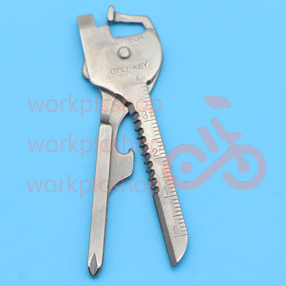 10P 6-in-1 Utili Key Tool Keyring Keychain Gadgets Multifunction Stainless Steel
