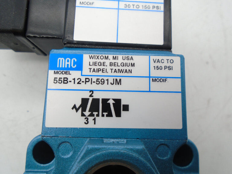 MAC VALVES INC 55B-12-PI-591JM VALVE - MAC VALVES INC