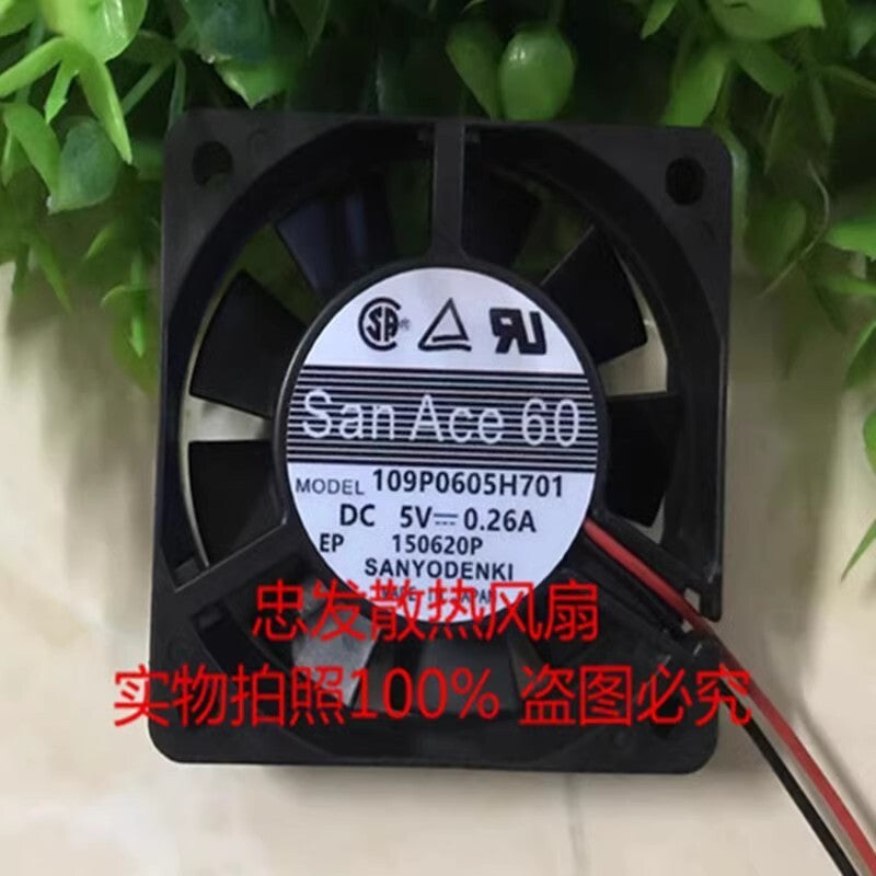 Sanyo San Ace 60 109P0605H701 6015 DC5V 0.26A 6CM 2-wire inverter cooling fan