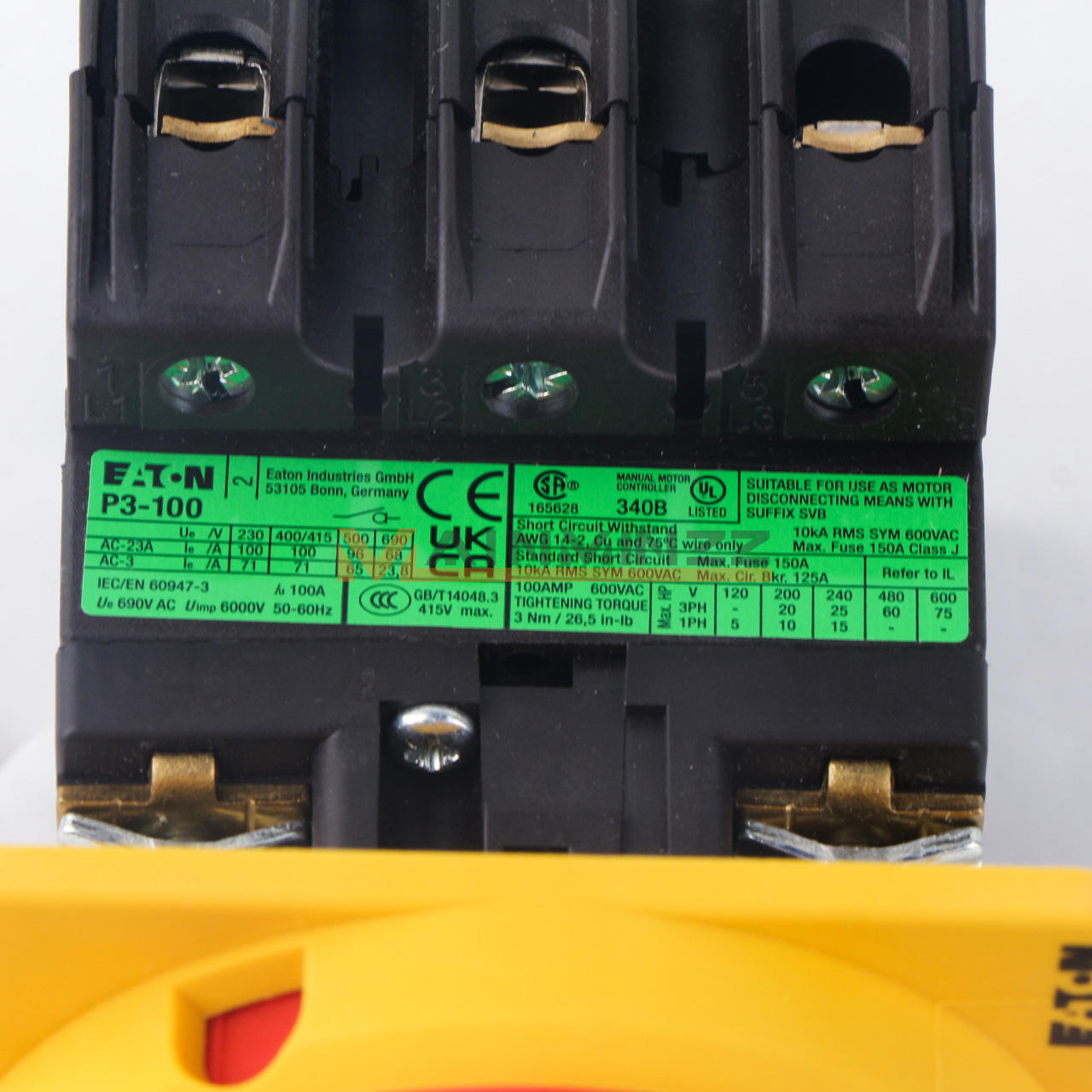 ONE EATON MOELLER Disconect Switch P3-100/V/SVB - ONE EATON MOELLER
