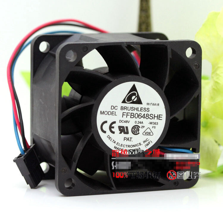 1pcs DELTA FFB0648SHE 6038 6cm 48V 0.24 3-wire double ball cooling fan