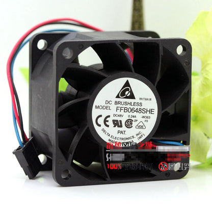 1pcs DELTA FFB0648SHE 6038 6cm 48V 0.24 3-wire double ball cooling fan