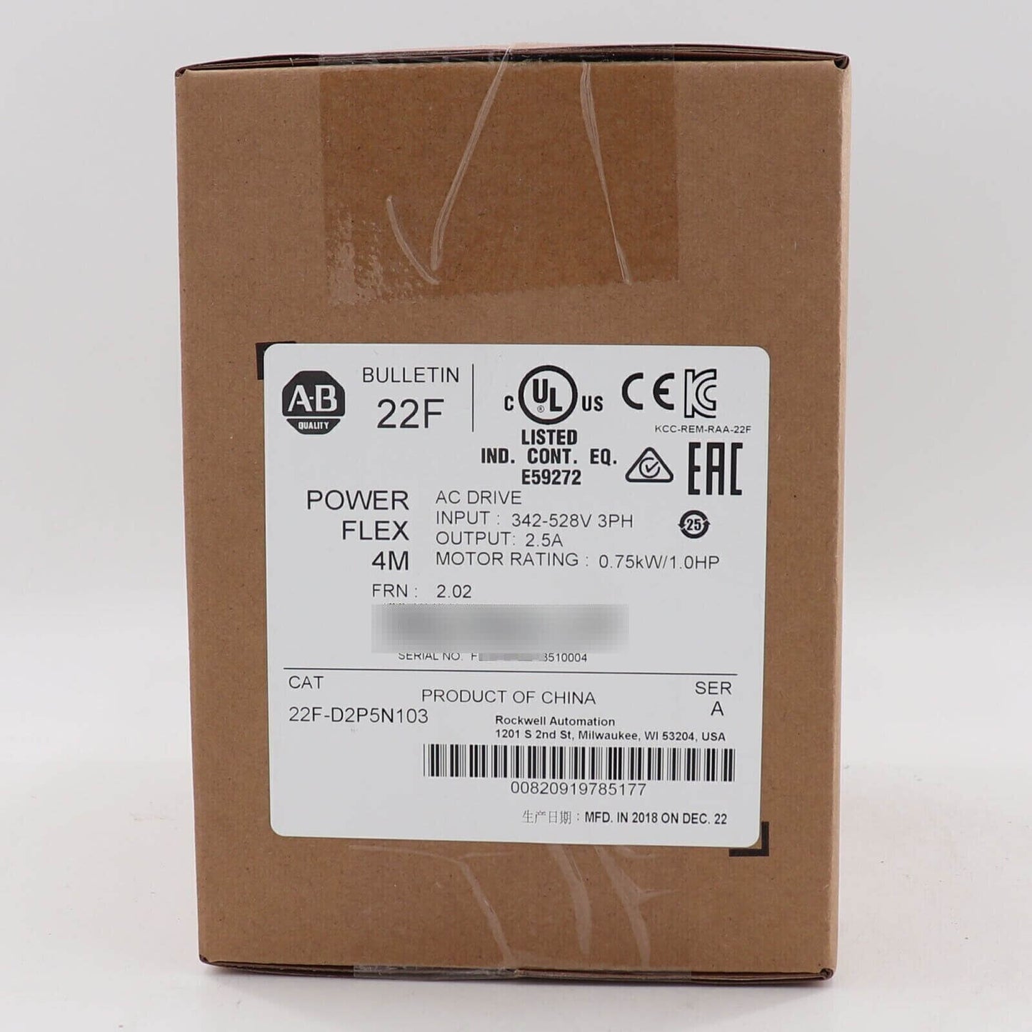 PowerFlex 4M 0.75kW AC Drive 22F-D2P5N103 - KOEED