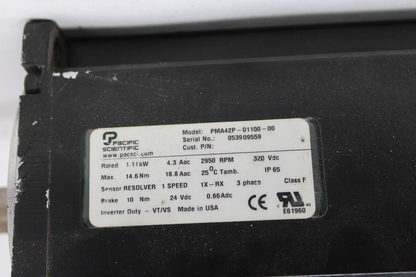 used Pacific Scientific PMA42P-01100-00 Servo Motor - PACIFIC SCIENTIFIC