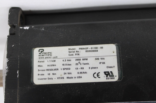 used Pacific Scientific PMA42P-01100-00 Servo Motor - PACIFIC SCIENTIFIC