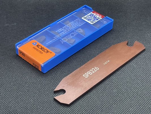 Korloy SP300 PC9030 (10 PCS) Carbide Cutoff Inserts with SPB 26-3 Parting Blade