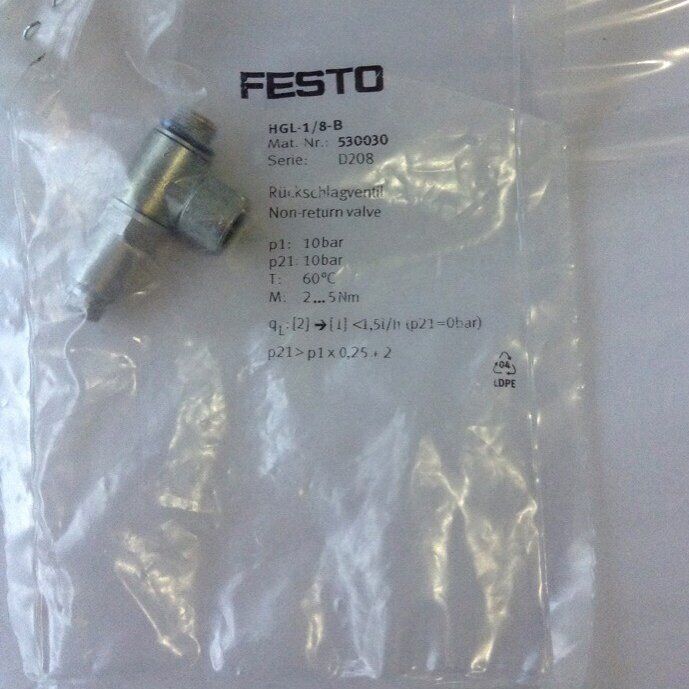 FESTO Check valve HGL-1/8-B 530030 Fast | FESTO Fast-flow check valve with 1/8-inch BSP flange connection and 530030 model number - FESTO