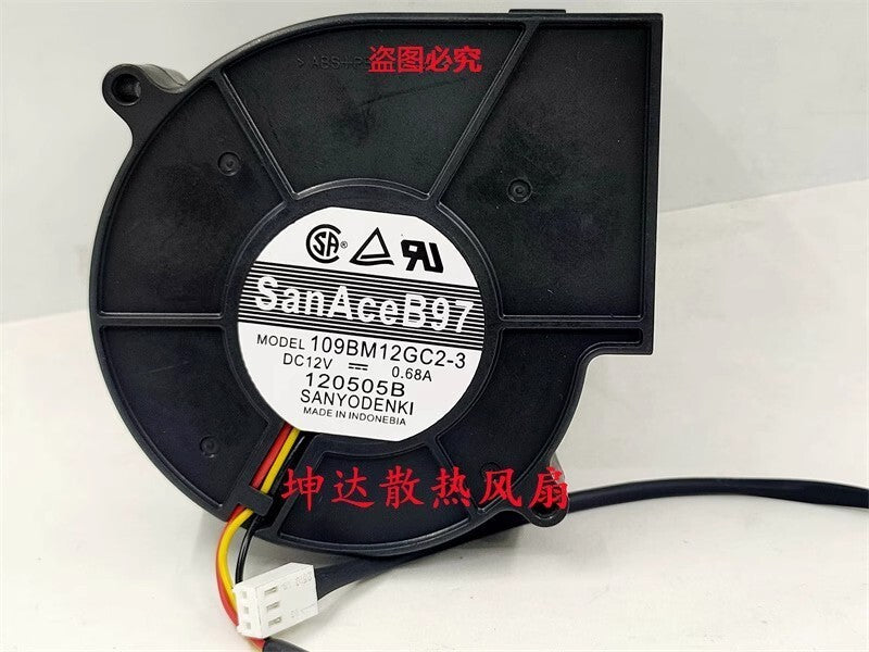 Sanyo 109BM12GC2-3 9733 DC12V 0.68A 9CM 3-Pin Turbo Cooling Fan