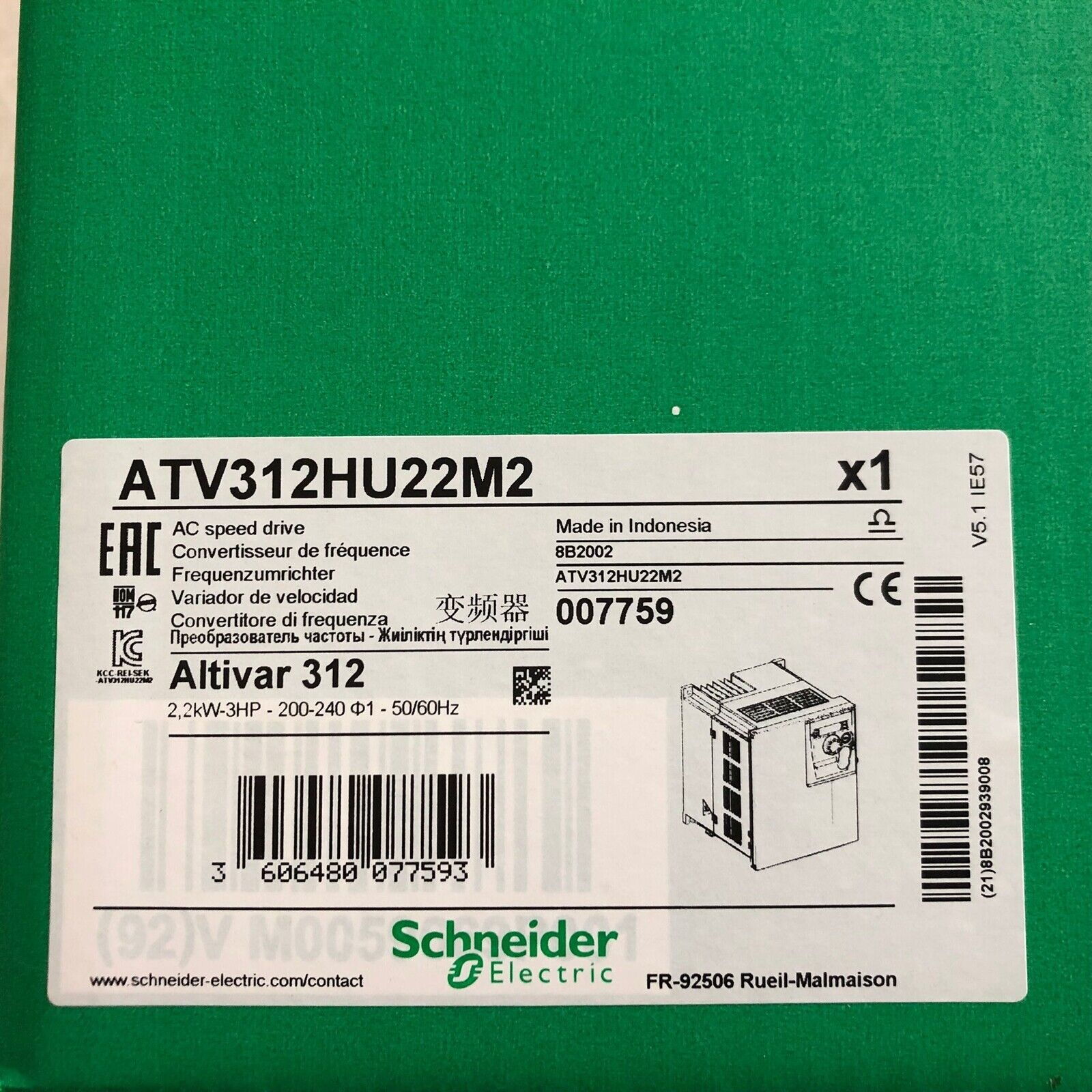 SCHNEIDER ATV312HU22M2 Variable Frequency Drive - SCHNEIDER